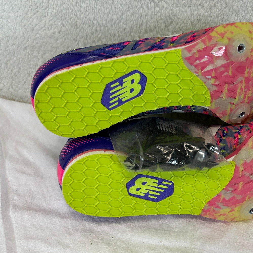 New Balance MD500 P5 Womens 8 Purple Pink Yellow Track Field Racing Spikes NEW - Picture 9 of 16